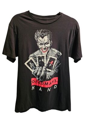 Batman Black Tee with Joker 'Deadman's Hand' Graphic, Sz Medium